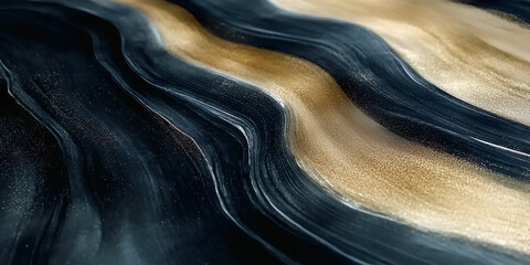 Fototapete - abstract fluid art: deep navy and gold swirls: an abstract artwork featuring mesmerizing swirls of d