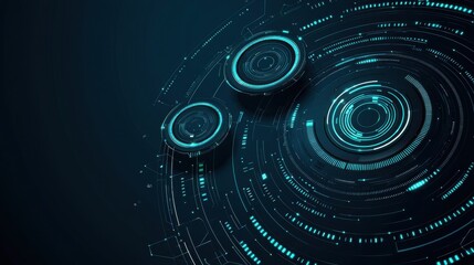 Poster - A digital abstract design featuring circular elements and glowing lines, conveying a futuristic and technological theme.