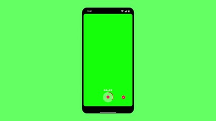 Wall Mural - Animation recording camera interface appearing in video mode with icons on green background. Record video for popular social media on a smartphone. Alpha channel. Footage
