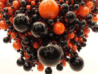 Fototapete - abstract sphere composition: a mesmerizing abstract composition featuring a multitude of glossy blac