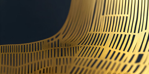 Fototapete - Golden Abstract Grid: A captivating abstract image features a mesmerizing grid of shimmering golden lines, creating a dynamic and intricate pattern against a deep navy background.
