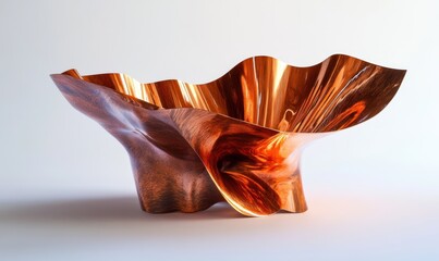 Wall Mural - Abstract copper sculpture, studio setting, swirling design, modern art, home decor