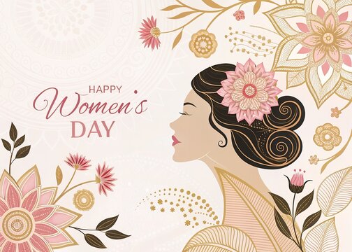 Design poster of 8 March for Women's Day template, advertising, banners, featuring, celebration and flyers,  Rose Background.