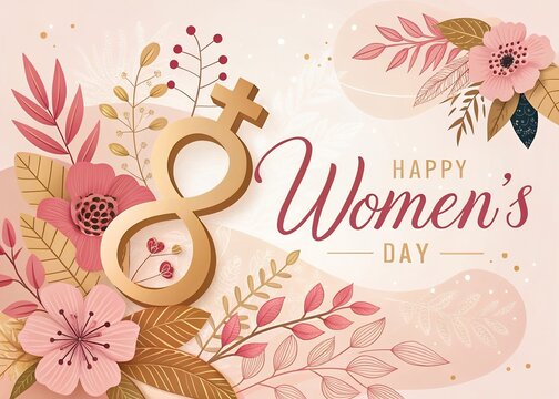 Design poster of 8 March for Women's Day template, advertising, banners, featuring, celebration and flyers,  Rose Background.