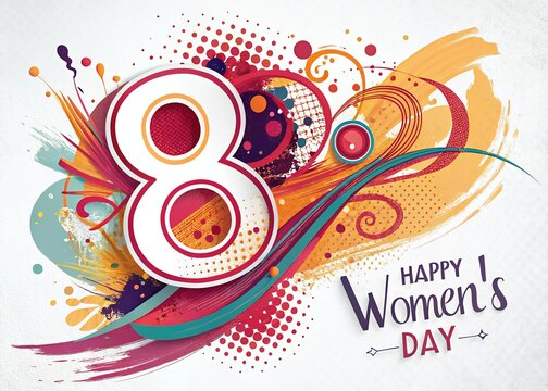 Design poster of 8 March for Women's Day template, advertising, banners, featuring, celebration and flyers,  Rose Background.