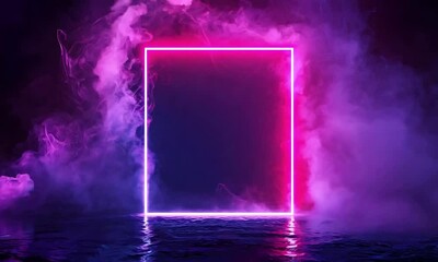 Aufkleber - an empty textbox background with magical purple smoke corners on a dark glowing background	
