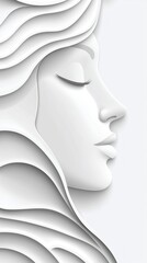 Poster - Serene White Papercut Portrait of a Woman