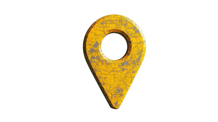 Fototapete - Weathered yellow location pin on transparent background representing global positioning and navigation