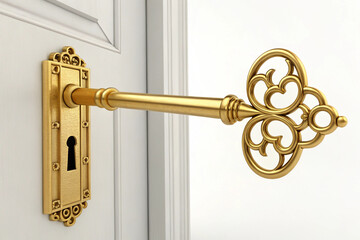success: an abstract image symbolizing success, a golden key unlocking a door, to luxury and eleganc