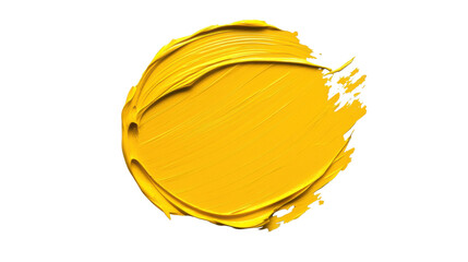 Poster - Yellow paint stroke on transparent background creating vibrant circular shape