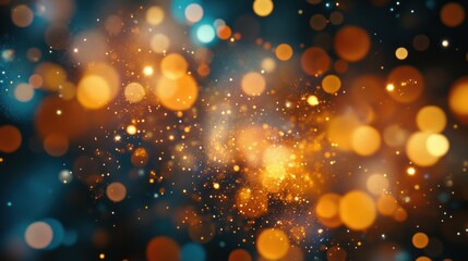 Poster - A stunning abstract background featuring vibrant orange and blue bokeh lights, creating a dreamy, enchanting atmosphere perfect for design projects.