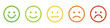 © Bogdan - Five colorful emoji faces representing a satisfaction rating scale from happy to sad, used for feedback and surveys.