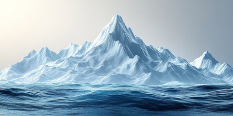 Poster - majestic ice-capped mountain rises from tranquil ocean waves in a serene landscape