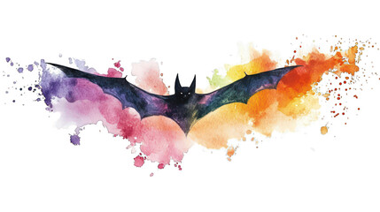 Wall Mural - bat flying watercolor isolated on white background