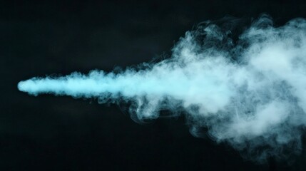 Wall Mural - White Smoke Stream Against Black Background