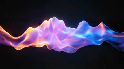Wall Mural - Abstract glowing wave form on black background. Modern style. Data visualization and digital technology concept for design banner, poster, wallpaper with copy space.
