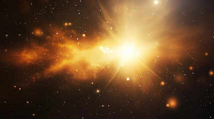 a high quality black background galaxy space showing gold shiny stars and sun in universe illustrati