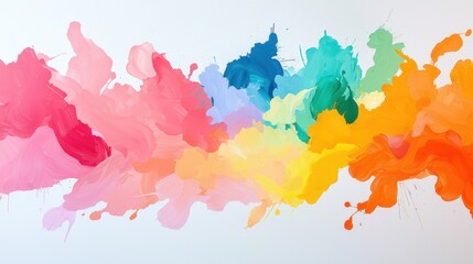 Poster - Vibrant Abstract Expression of Joy and Happiness Through Colorful Splashes and Swirls in Artistic Design