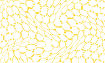 Poster - abstract yellow outline honeycomb wave pattern can be used background.