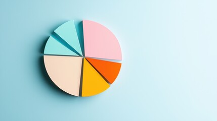 Poster - Colorful Pie Chart with Slices Representing Different Segments on a Soft Blue Background