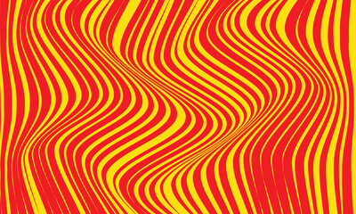 Poster - abstract yellow tweak wave line pattern on red can be used background.