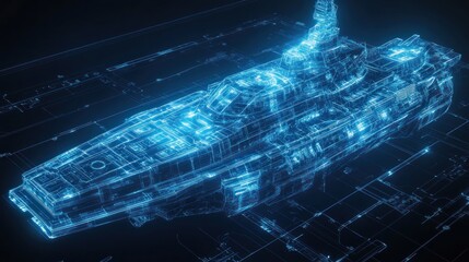 Poster - Futuristic Warship: A Digital Blueprint