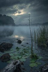 Wall Mural - sunrise on the lake