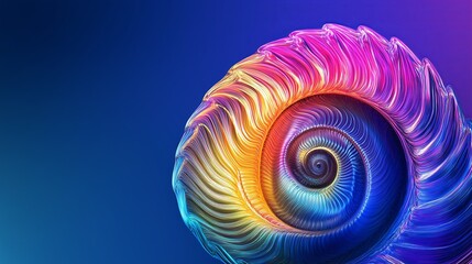 Aufkleber - A golden ratio spiral rendered in vibrant neon hues on a deep blue background.