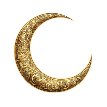 High Resolution Golden Crescent Moon