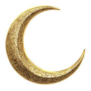 Intricate Gold Crescent Moon