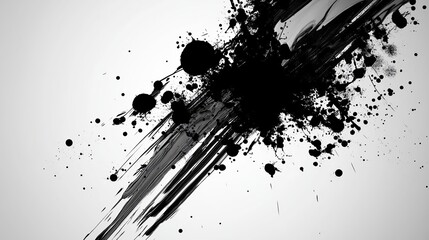 Poster - A monochrome abstract piece with high-contrast black and white splatters
