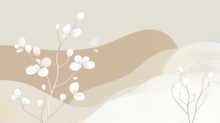 Wall Mural - Soft Abstract Background with Delicate Floral Illustrations in Pastels