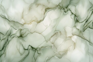 Wall Mural - abstract green fluid art with elegant swirls and muted tones