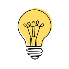Wall Mural - Light bulb continuous one line drawing. Lightbulb in simple linear style. Idea, brainstorm concept. Vector illustration.