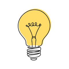 Wall Mural - Light bulb continuous one line drawing. Lightbulb in simple linear style. Idea, brainstorm concept. Vector illustration.