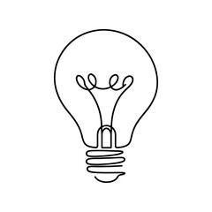 Wall Mural - Light bulb continuous one line drawing. Lightbulb in simple linear style. Idea, brainstorm concept. Vector illustration.