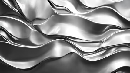 Wall Mural - Abstract Silver Waves: A Study in Metallic Flow and Texture