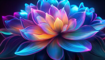 abstract neon flower in a surreal dream