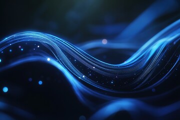 Poster - Abstract blue wave with glowing particles