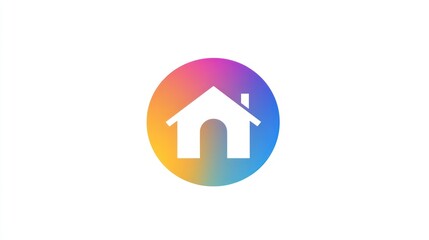 Poster - Colorful home icon graphic on a circle