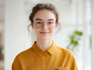 Wall Mural - portrait of a young woman wearing glasses