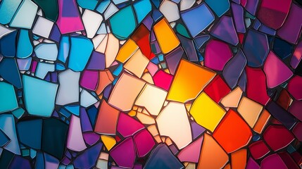 Poster - A vibrant mosaic-style abstract featuring overlapping, irregularly shaped color fragments
