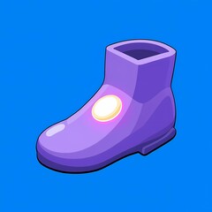 Wall Mural - An minimalistic image of a purple shoe with a glowing center. The background is a bright blue color, adding depth and contrast.