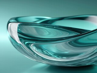 Poster - Teal abstract glass bowl. AI.