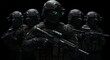 © dreamdes - Swat team in tactical gear with night vision goggles. Armed special forces unit ready for night operations. Military anti-terrorism squad concept