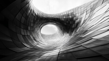 Poster - An infinite vortex of swirling, mirrored reflections creating an optical illusion