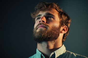 Sticker - man looking up with beard in shadow