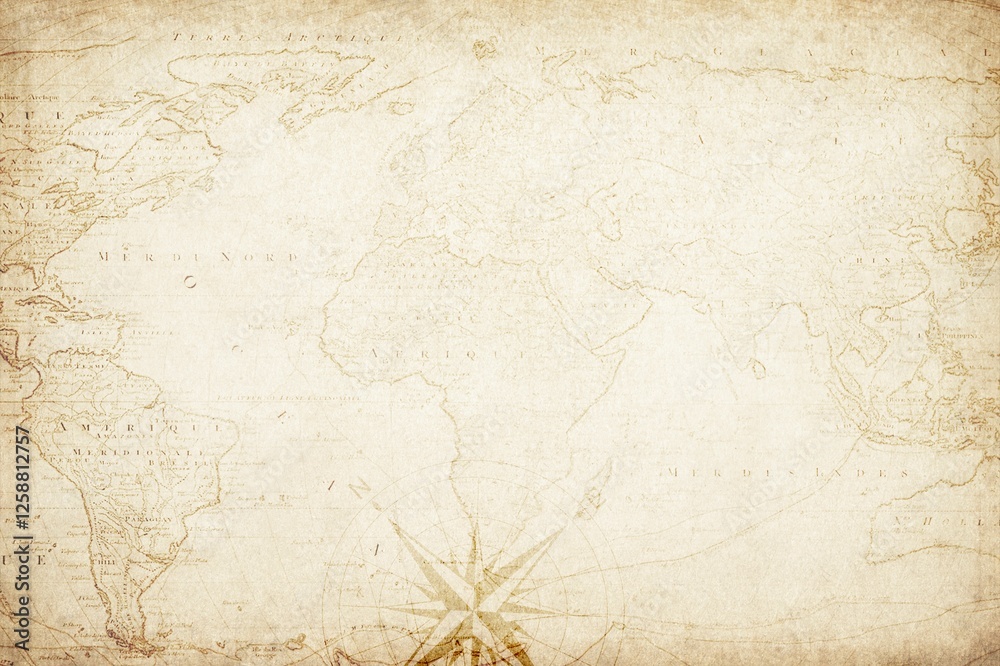Vintage world map background, old paper texture Stock Illustration ...