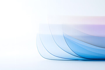 Aufkleber - Abstract layers blend blue hues. The clean backdrop enhances the sense of airy depth, creating a tranquil and modern visual experience. #abstractart