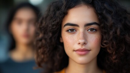 Wall Mural - portrait of a beautiful young woman with curly hair